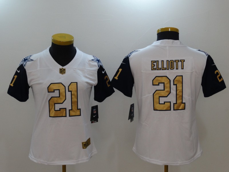 Women Dallas cowboys #21 Elliott White Thanksgiving Platinum Nike Vapor Untouchable Limited NFL Jerseys->jacksonville jaguars->NFL Jersey